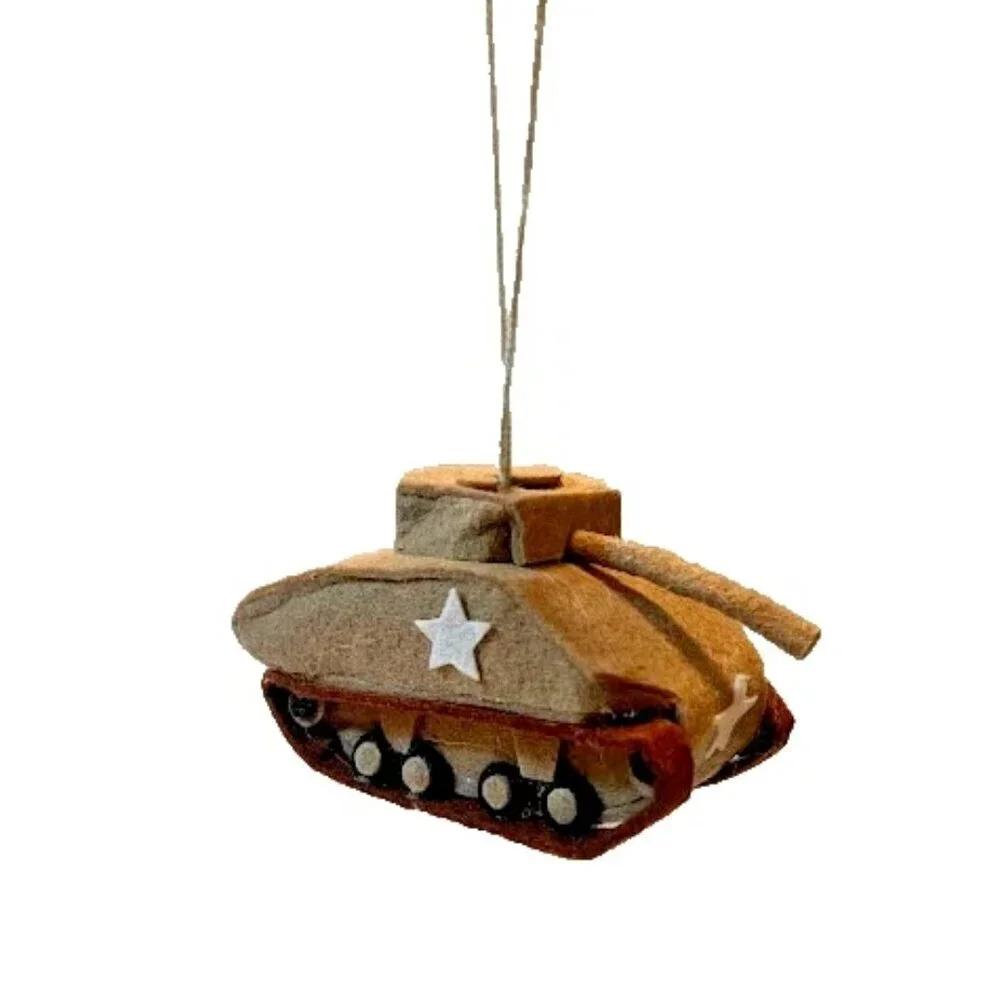 NEW Handcrafted US Army Sherman Tank Wool Felt Model Ornament